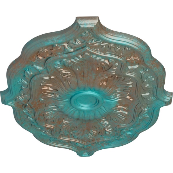 Pesaro Ceiling Medallion, Hand-Painted Copper Green Patina, 36W X 26H X 1 1/2P